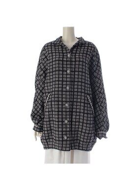 Chanel Resort Look 41 Checked Asymmetrical Sleeve Coat/jacket Black White 34